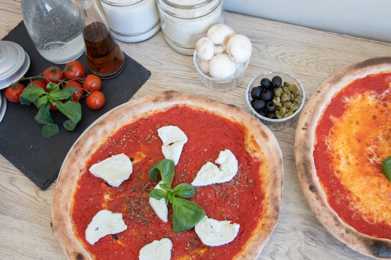 Fresh pizza ingredients prepared at Via 313